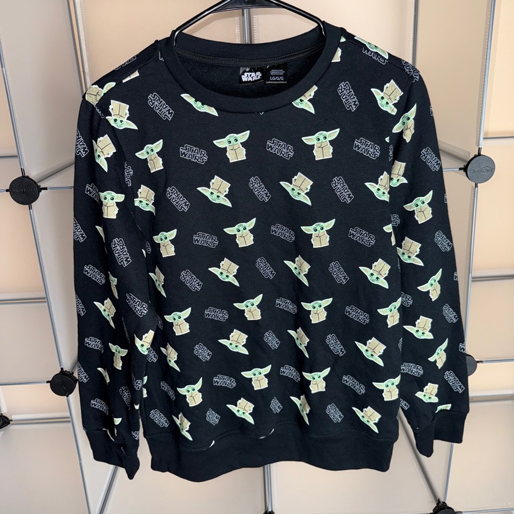 Star Wars Kids Baby Yoda Sweatshirt Black Size L 10/12 NWOT